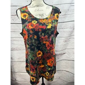 Nina Leonard Womens XL Floral Print Sleeveless Tank Top Blouse Top